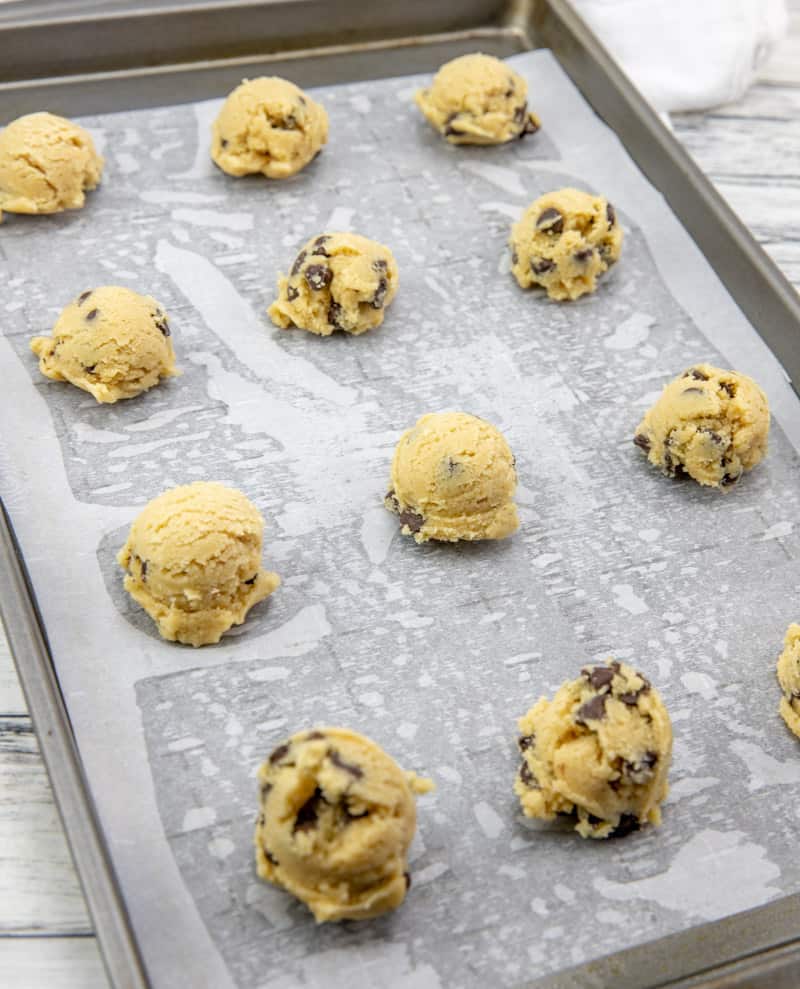 rolled cookie dough on a baking tray