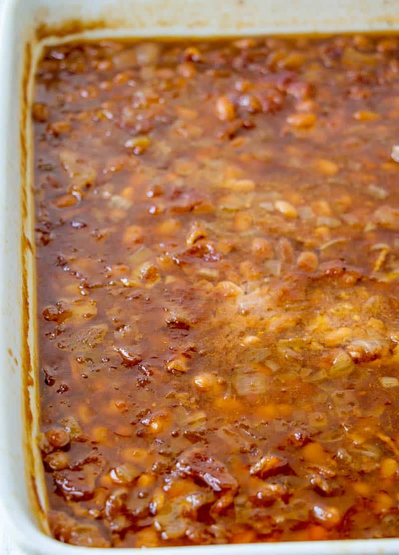 cooked, homemade baked beans