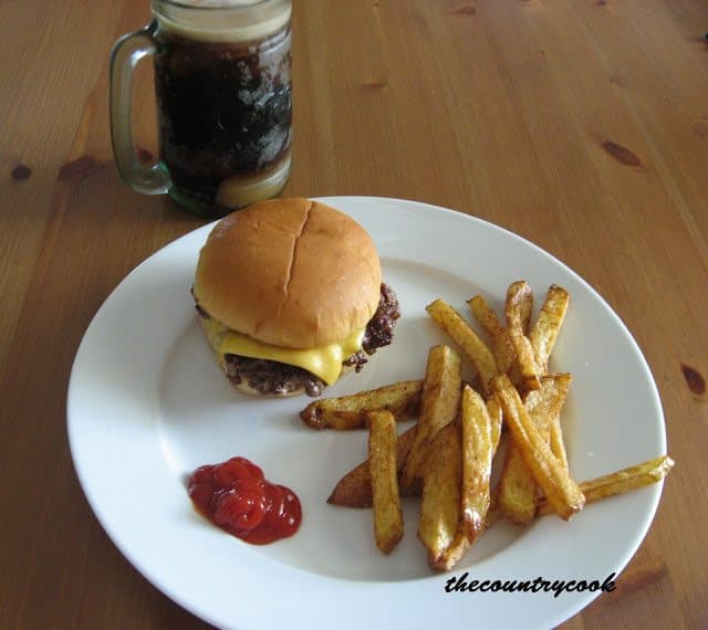 Diner Style Hamburgers with Homemade French Fries - The Country Cook