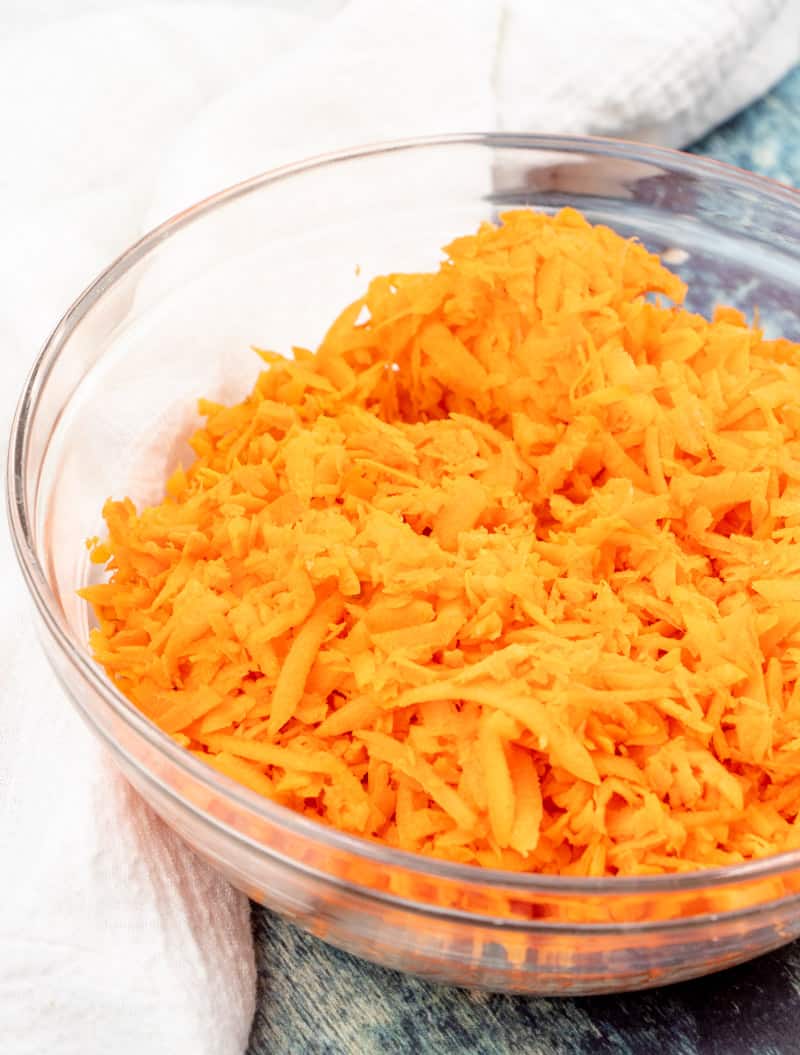grated carrots in a bowl