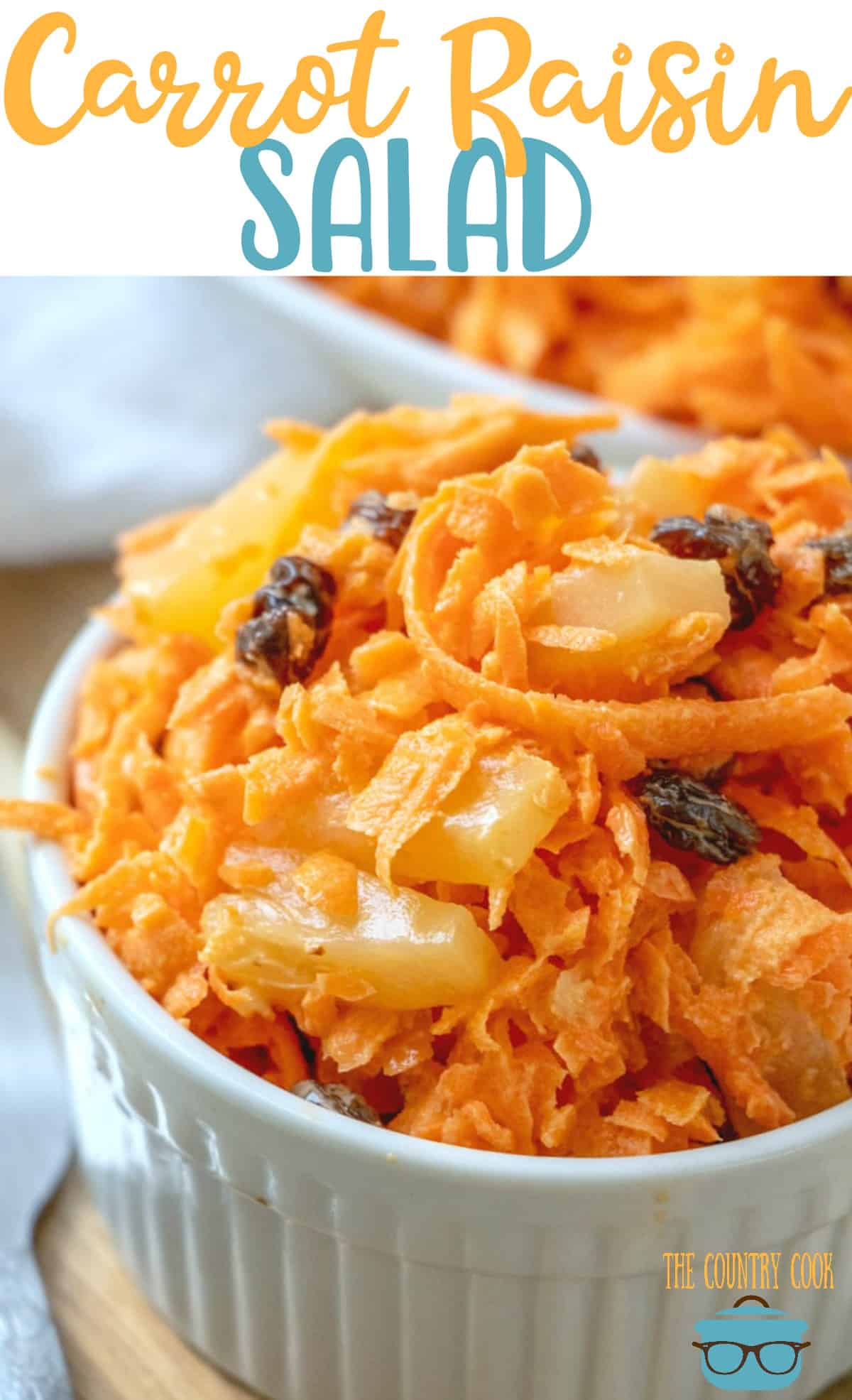 Homemade Carrot Raisin Salad recipe from The Country Cook #sidedish #picnic