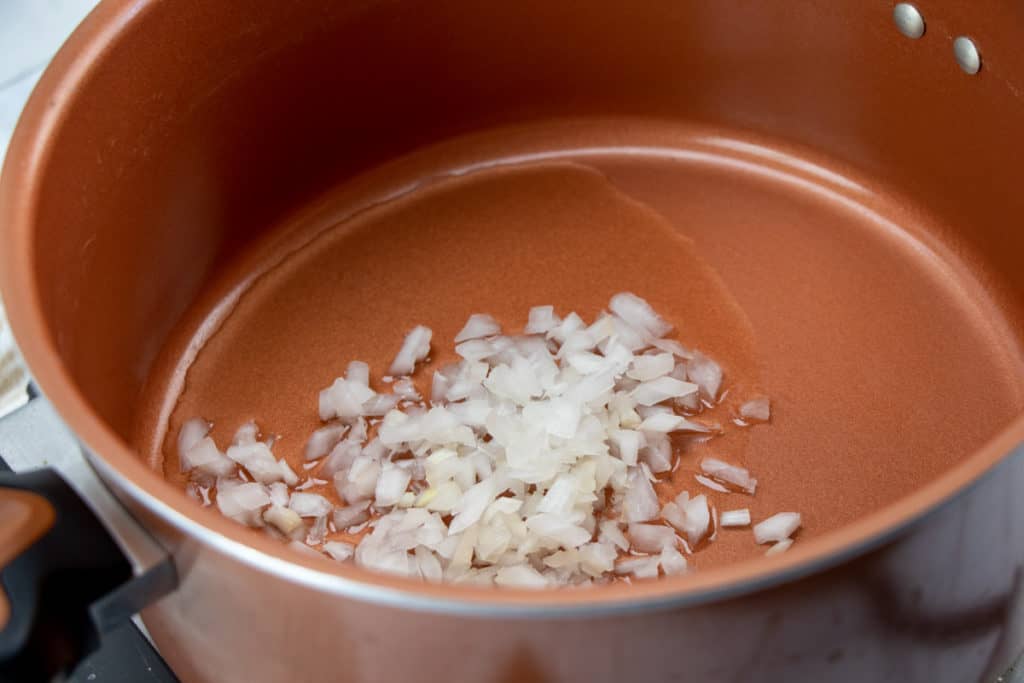 onion and garlic in oil in a sauce pan