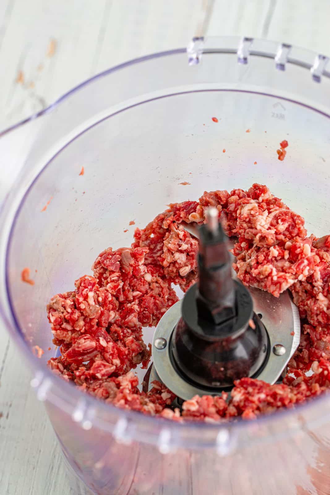 ground meat in a food processor