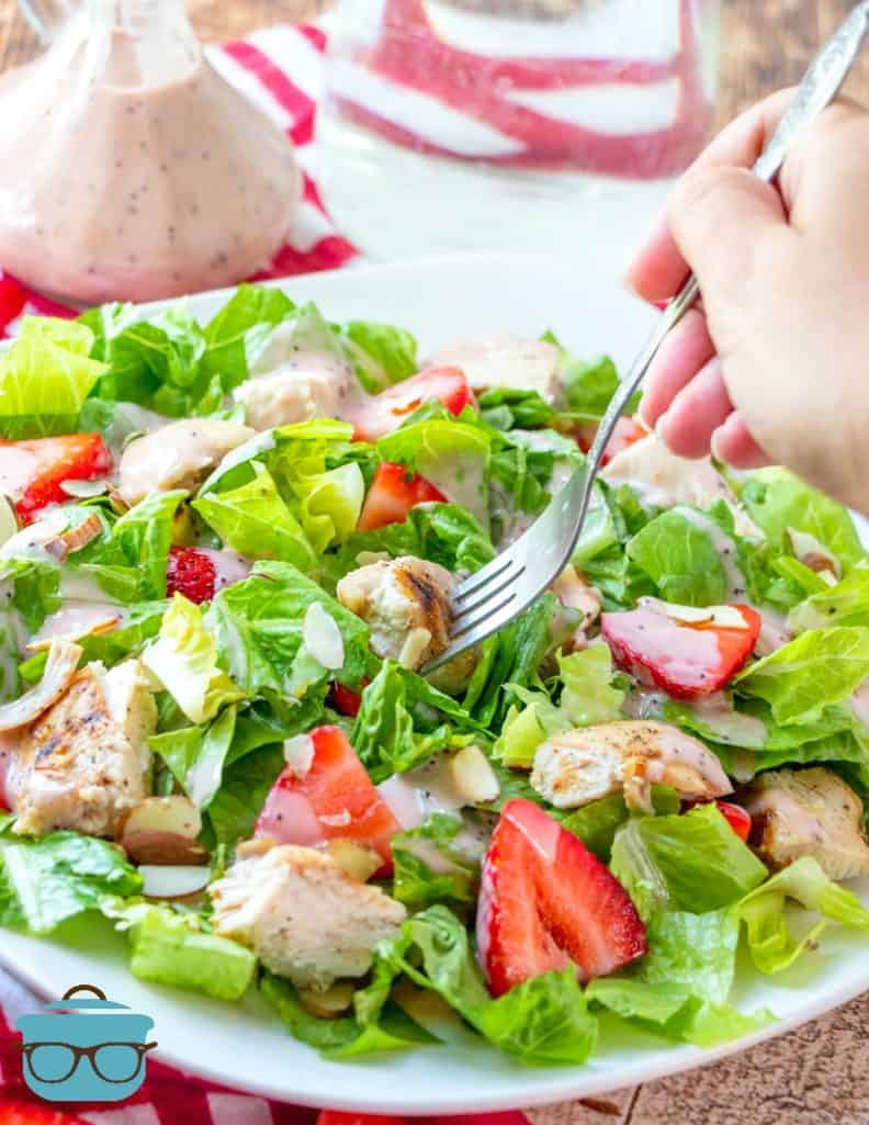 Strawberry Chicken Salad eaten with a fork