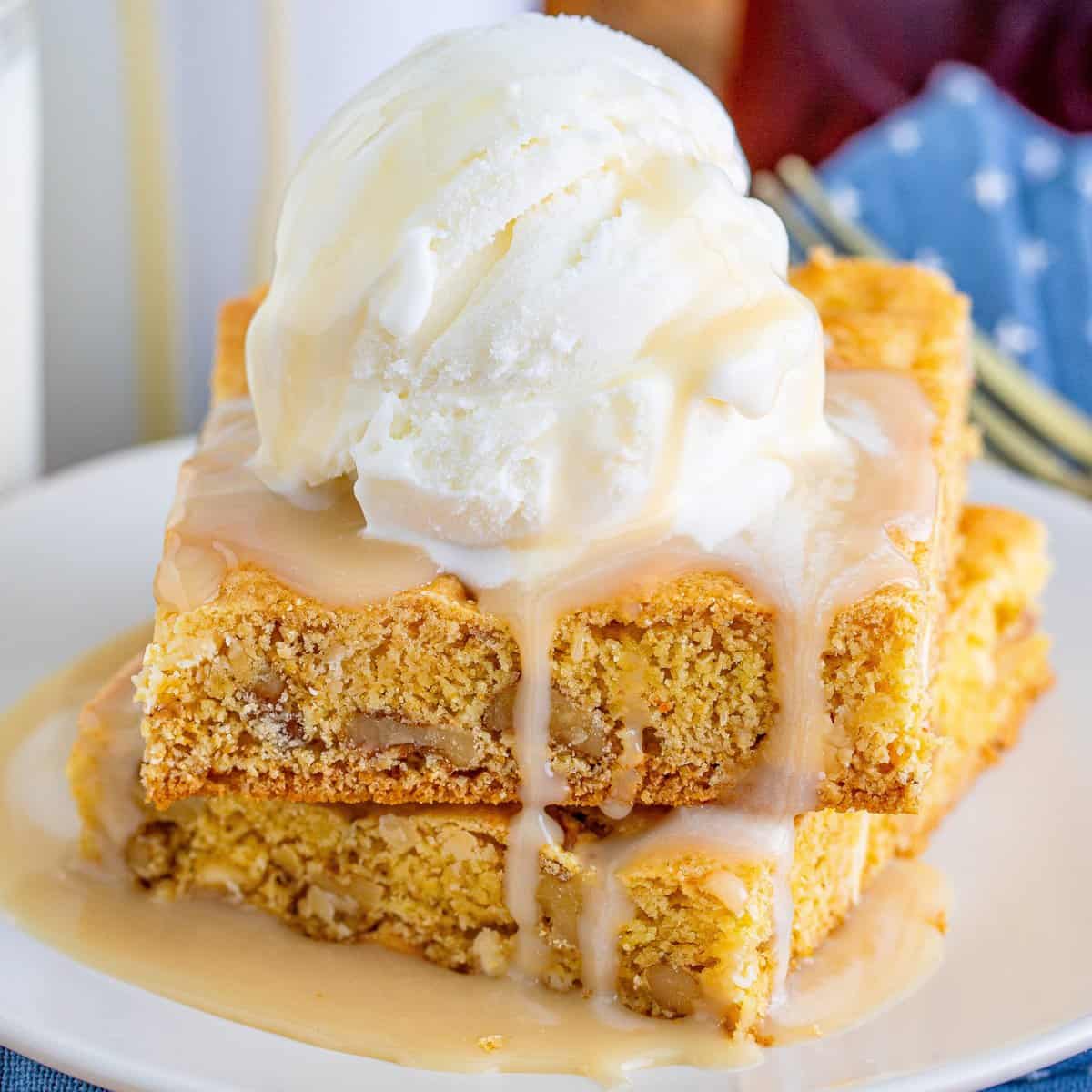 Cake Mix Blondies (with Maple Butter Sauce)