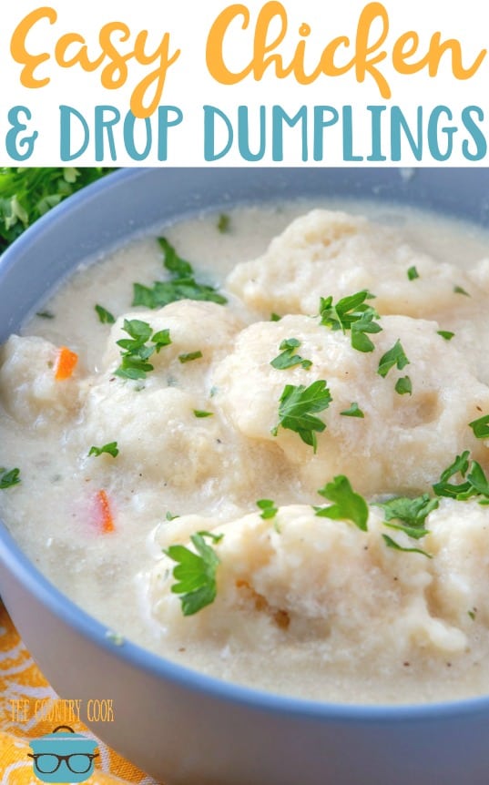 Easy Chicken and Drop Dumplings recipe from The Country Cook