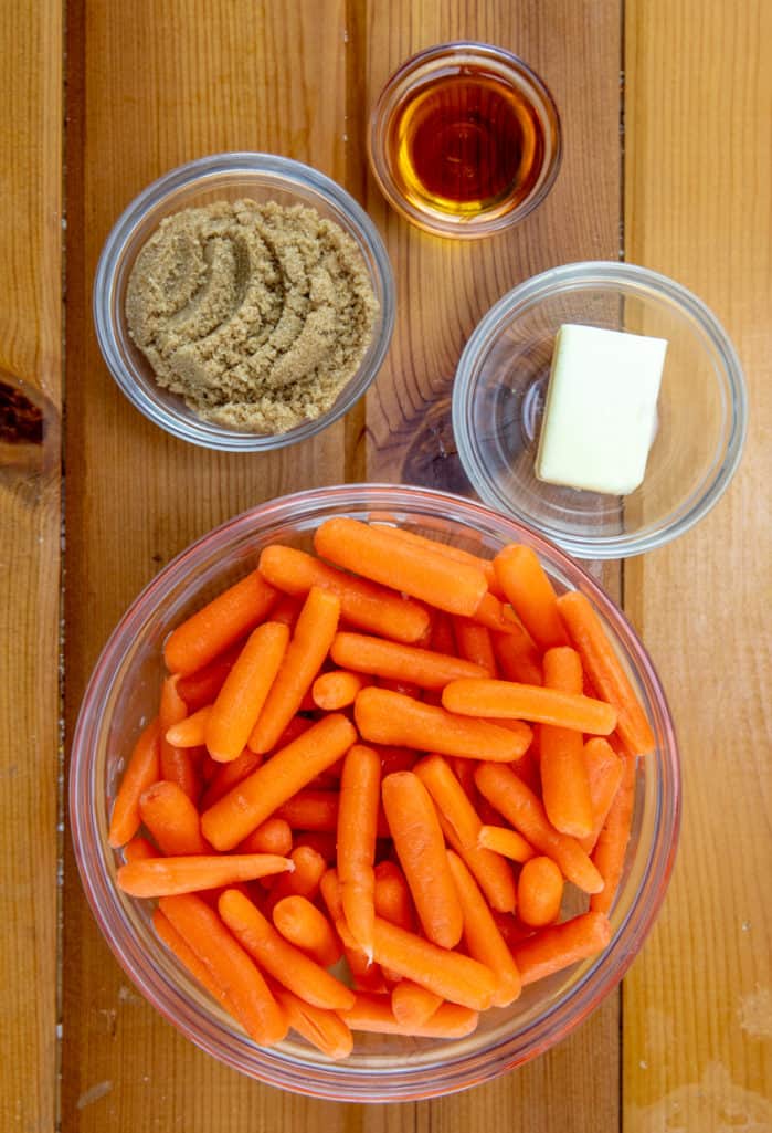 salted butter, brown sugar, maple syrup, baby carrots.