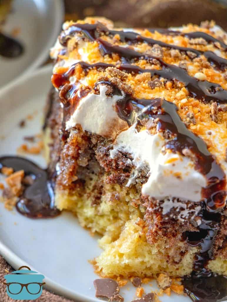 Butterfinger Poke Cake (+Video) - The Country Cook