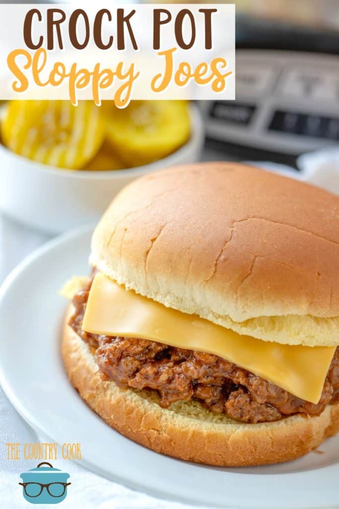 Crock Pot Sloppy Joes recipe from The Country Cook #crockpot #groundbeef