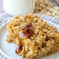 Maple Syrup drizzled on baked oatmeal