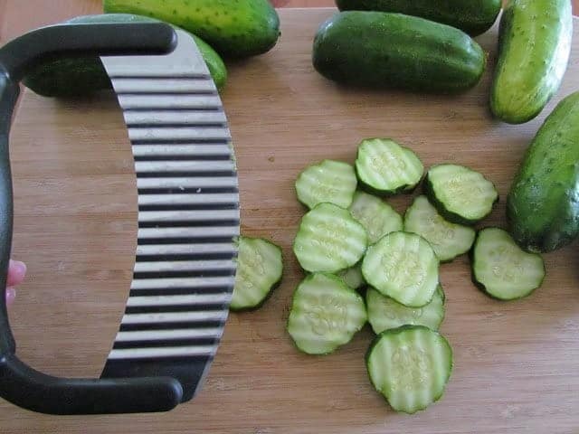 quarter inch cucumber slices with ridges