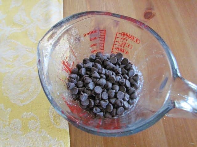 chocolate chips in a measuring cup