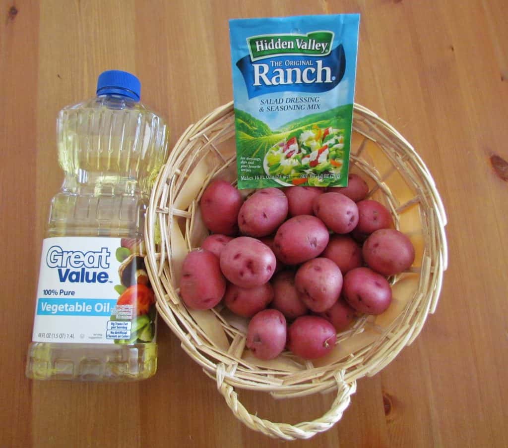 red baby potatoes, ranch seasoning and vegetable oil