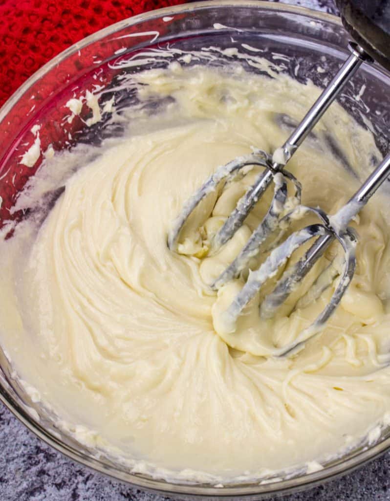 cheesecake filling, prepared with electric mixer