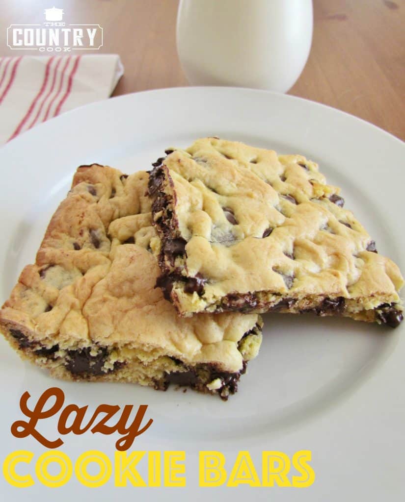 Lazy Chocolate Chip Cookie Bars recipe from The Country Cook