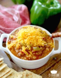 Stuffed Pepper Soup with shredded cheese