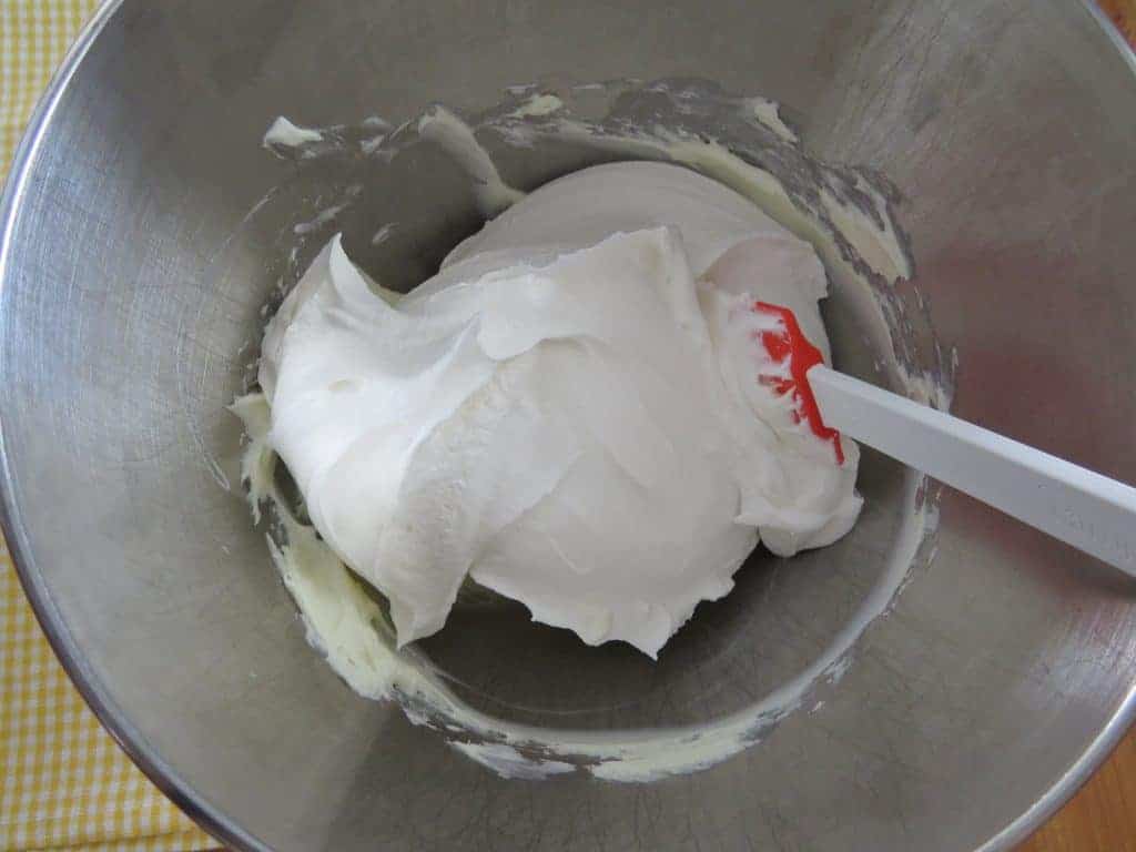 whipped topping stirred together with sweetened cream cheese mixture
