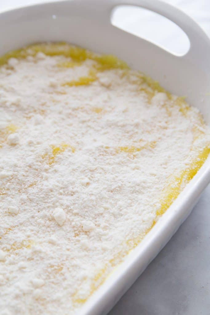sprinkle crumble topping over lemon pie filling