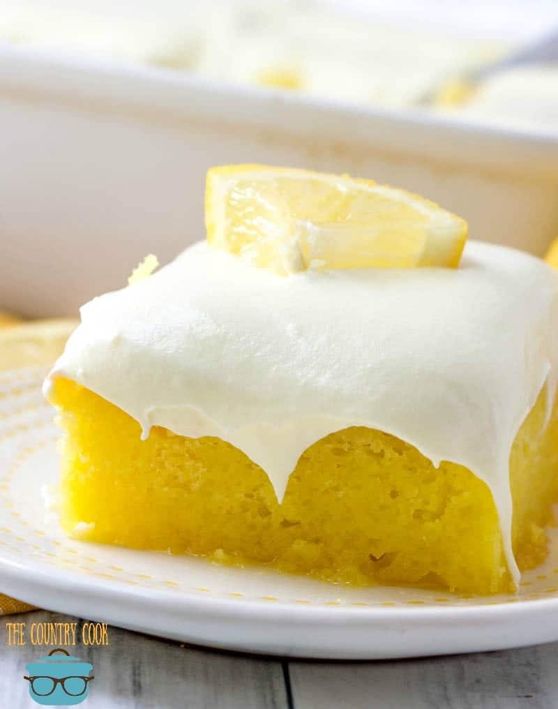 Easy Cake Mix Lemon Drop Cake with lemon frosting