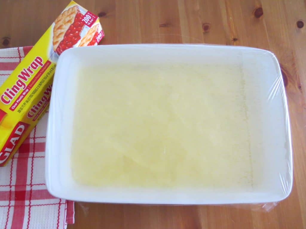 plastic wrapped cover baking dish