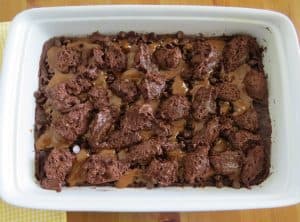 cake batter put on top of chocolate chip layer.