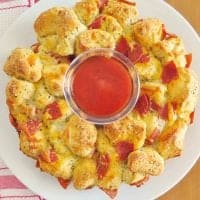Pull Apart Biscuit Pizza Bread with pizza sauce