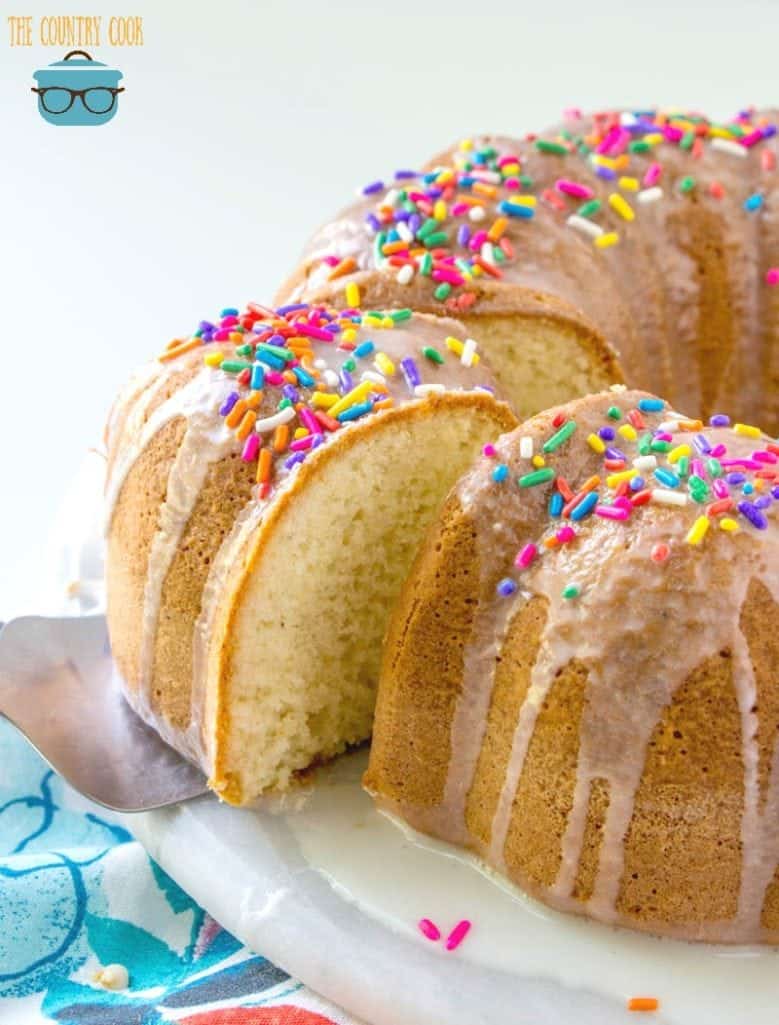 Melted Ice Cream Cake with icing and sprinkles