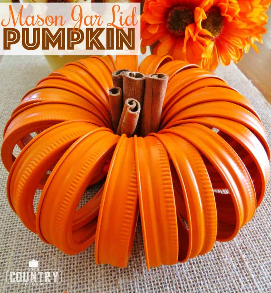 Mason Jar Lid Pumpkin craft from The Country Cook