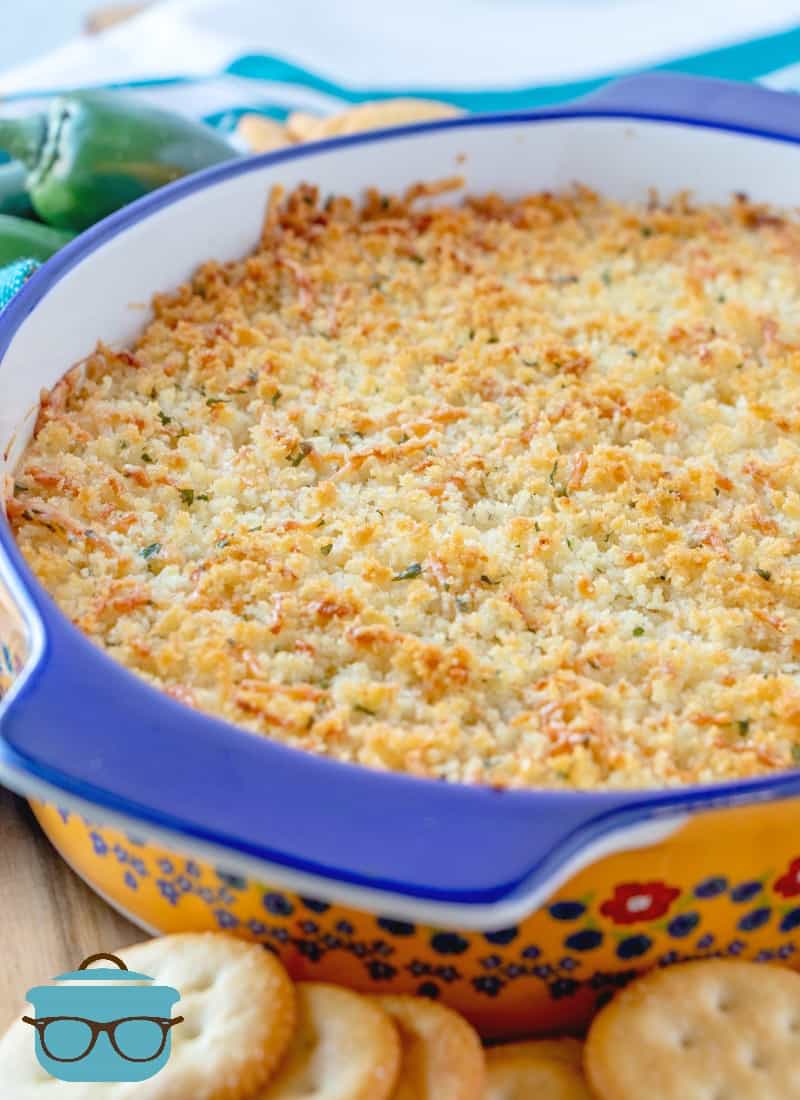 fully cooked in dish, Jalapeno Popper Dip.
