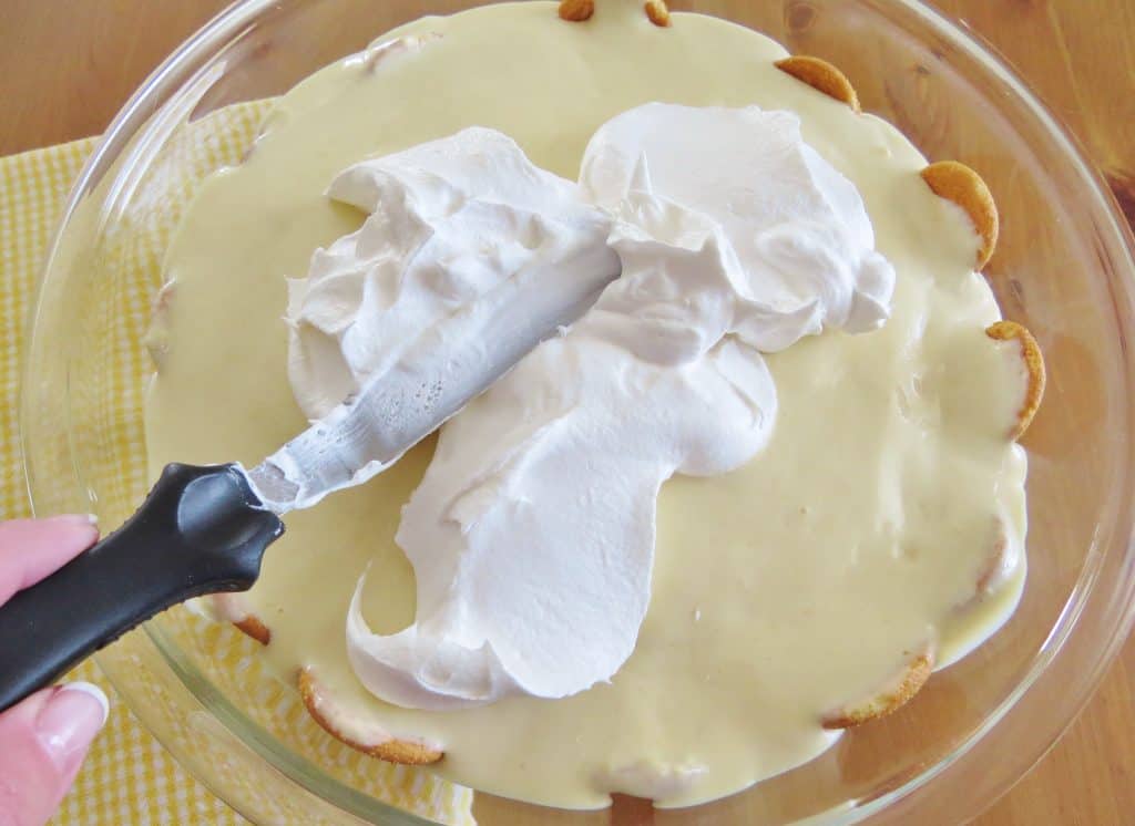 the best banana pudding finished with whipped topping