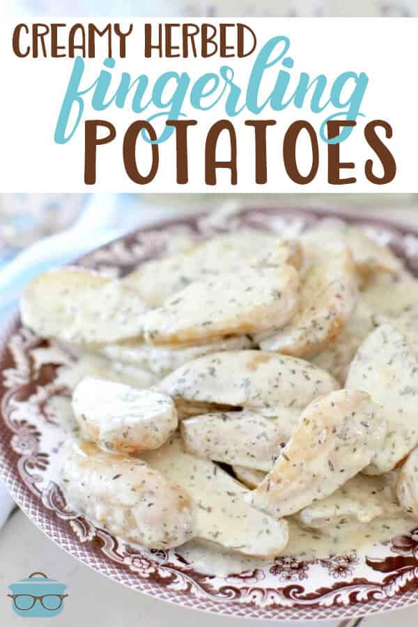 Crock Pot Creamy Herbed Fingerling Potatoes recipe from The Country Cook #sidedish #vegetarian
