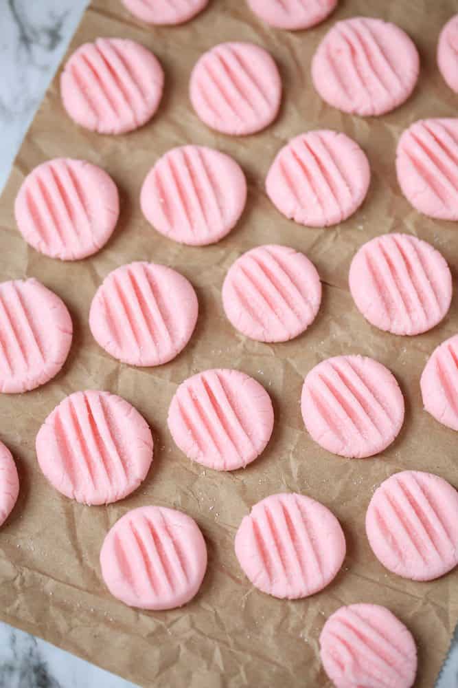Pink cream cheese mints