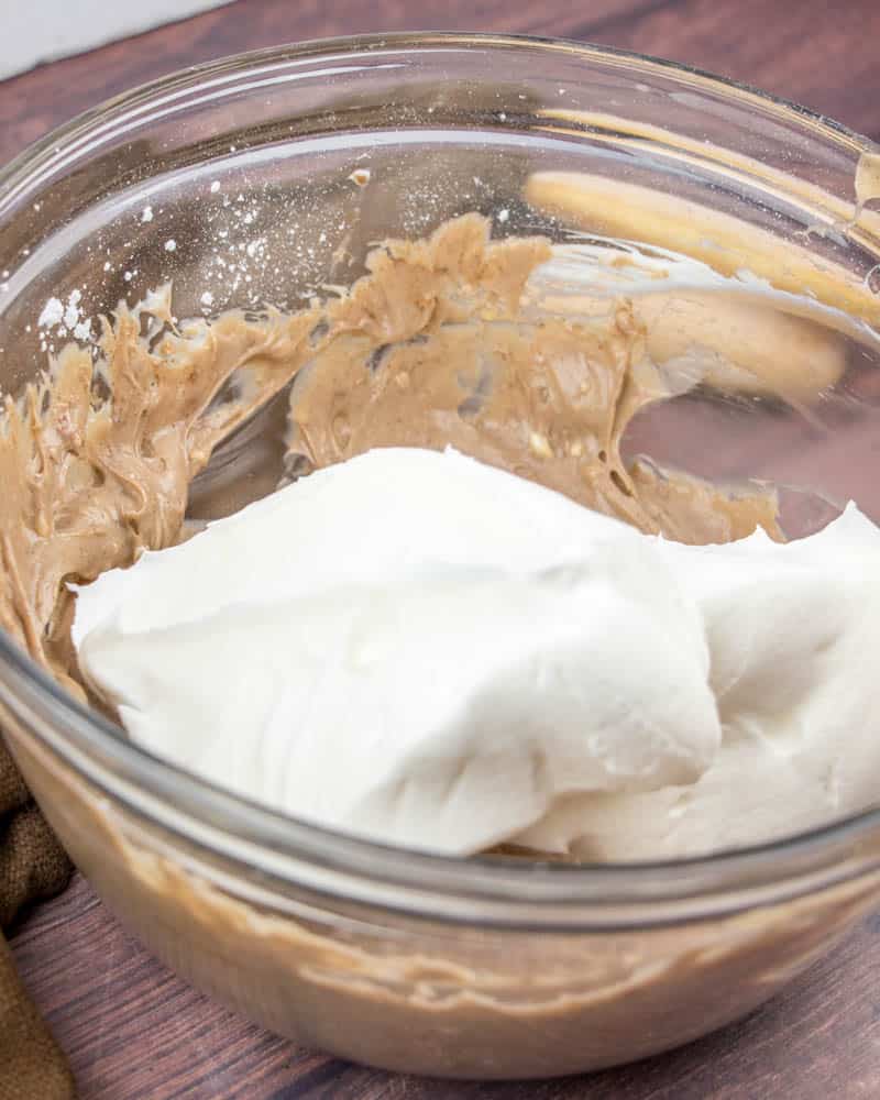 whipped topping added to chocolate cream cheese mixture