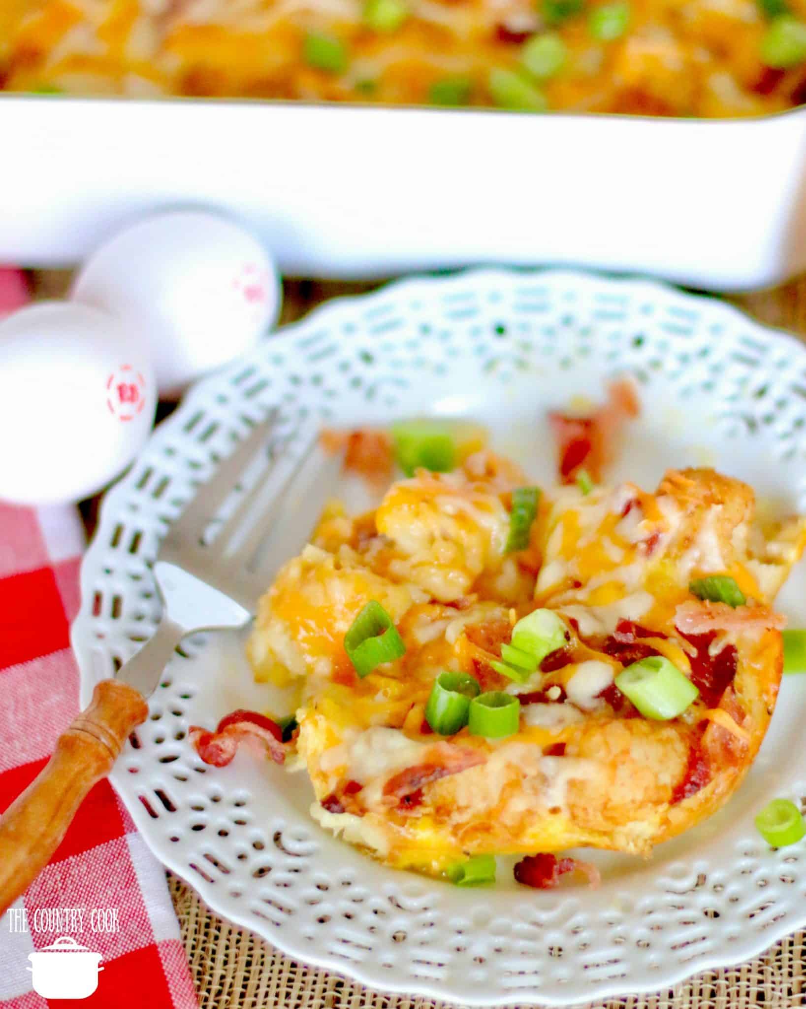 Easy Breakfast Casserole made with eggs, cheese and bacon.