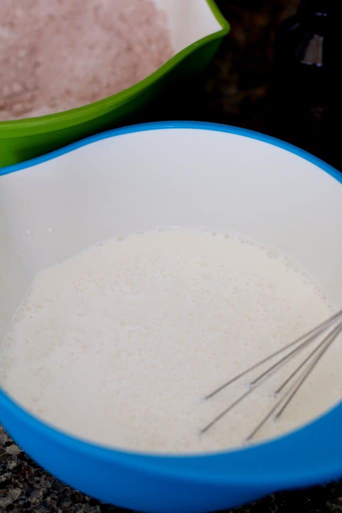 water and mayonnaise whisked together in a bowl