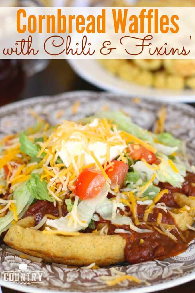 Cornbread Waffles with Chili and Fixins