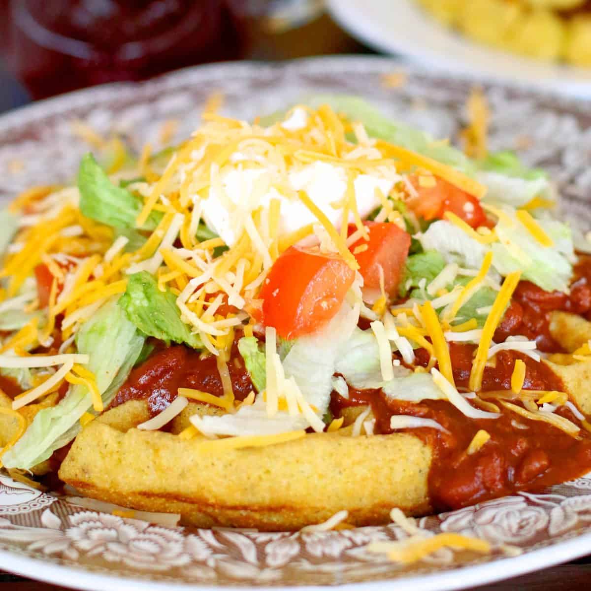 Cornbread Waffles with Chili and Fixins’