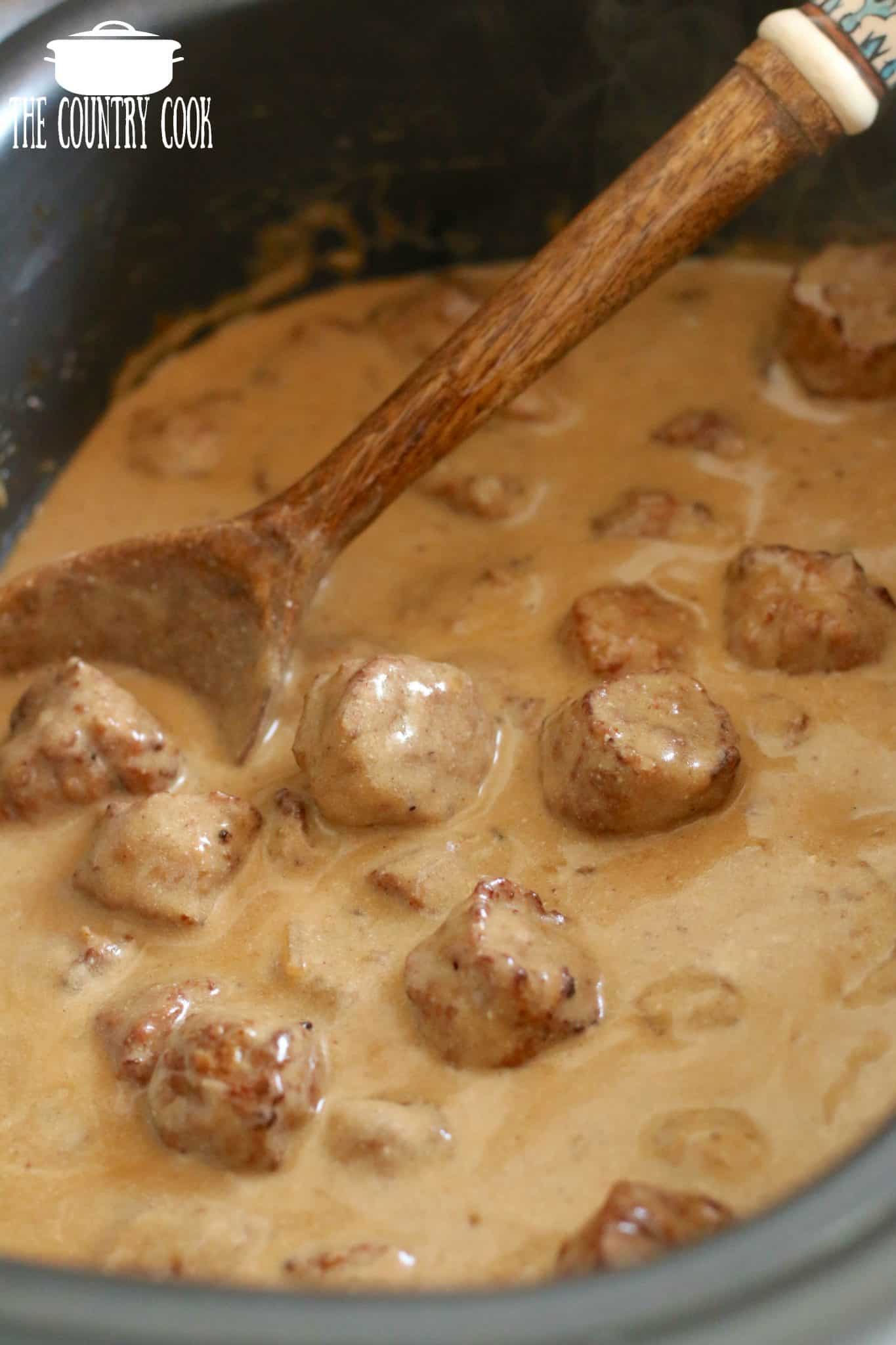 Crock Pot Swedish Meatballs in a thick, creamy sauce