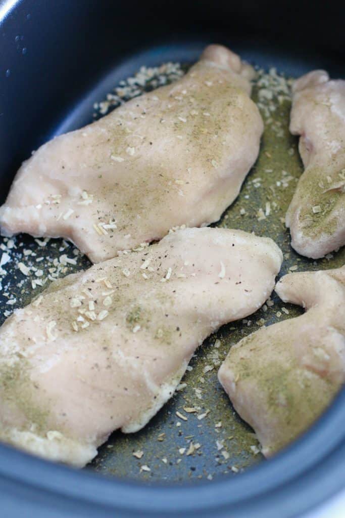 frozen chicken breasts, poultry seasoning, minced dried onion