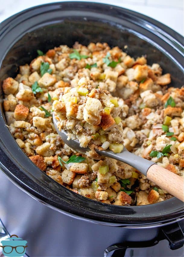 Crock Pot Stuffing (+Video) - The Country Cook