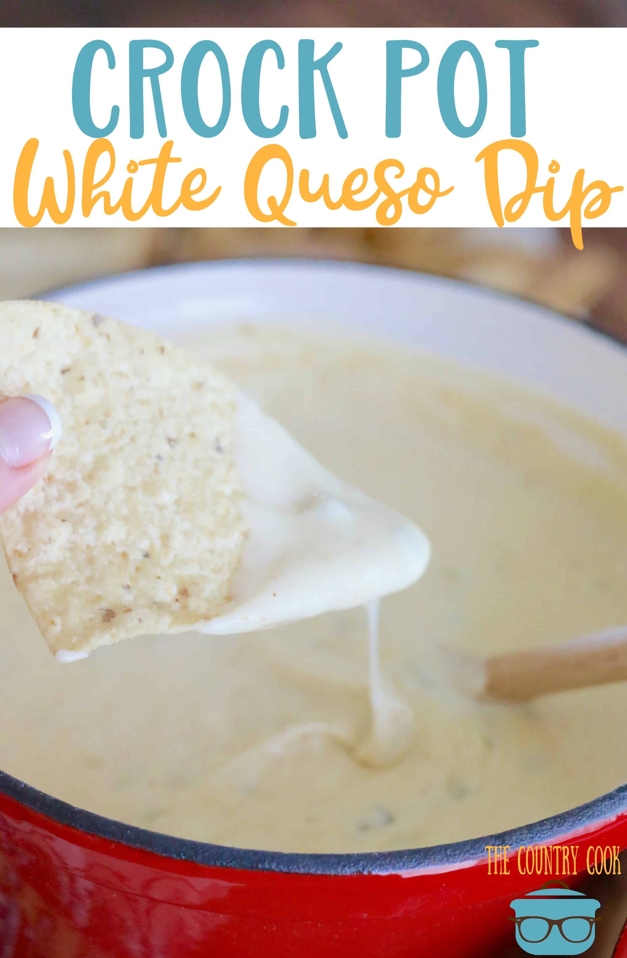 Restaurant Style Crock Pot White Queso Dip recipe from The Country Cook