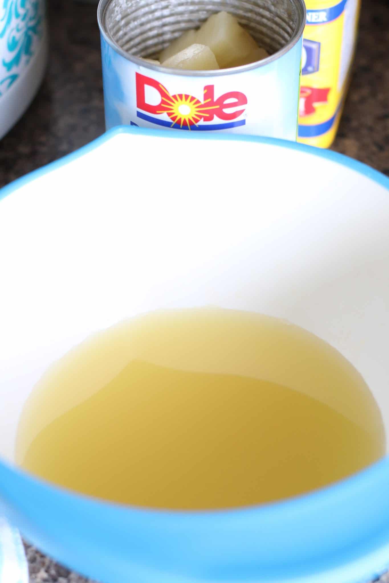 pineapple juice shown in a bowl.