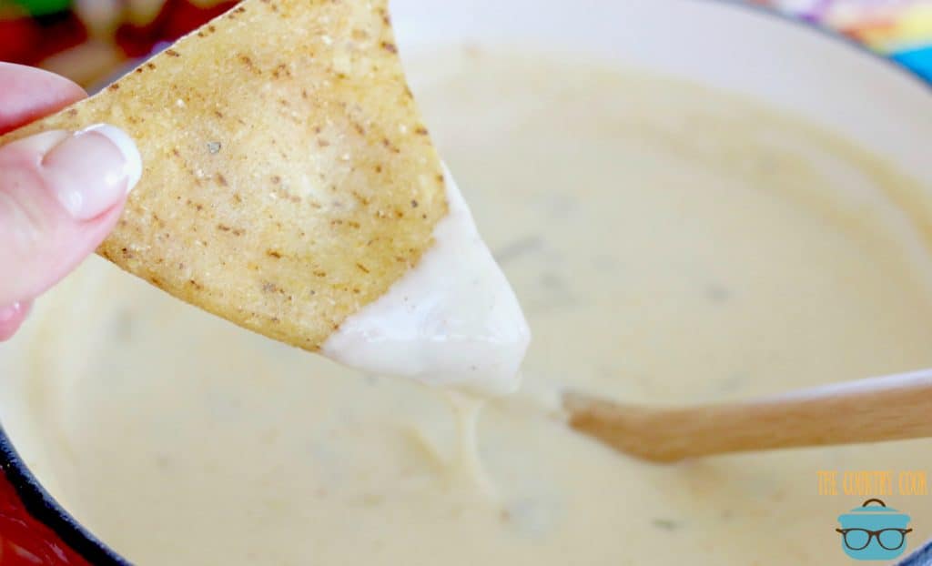 Crock Pot White Queso Dip served with mini tacos