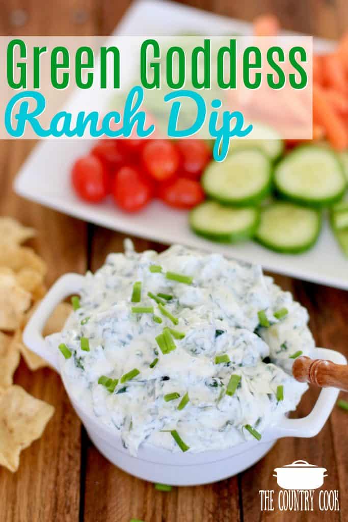 Green Goddess Ranch Dip recipe from The Country Cook