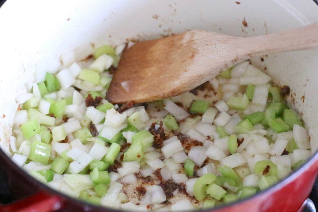 cooked celery and onion