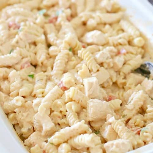 Crock Pot Salsa Ranch Chicken Pasta (+Video) - The Country Cook