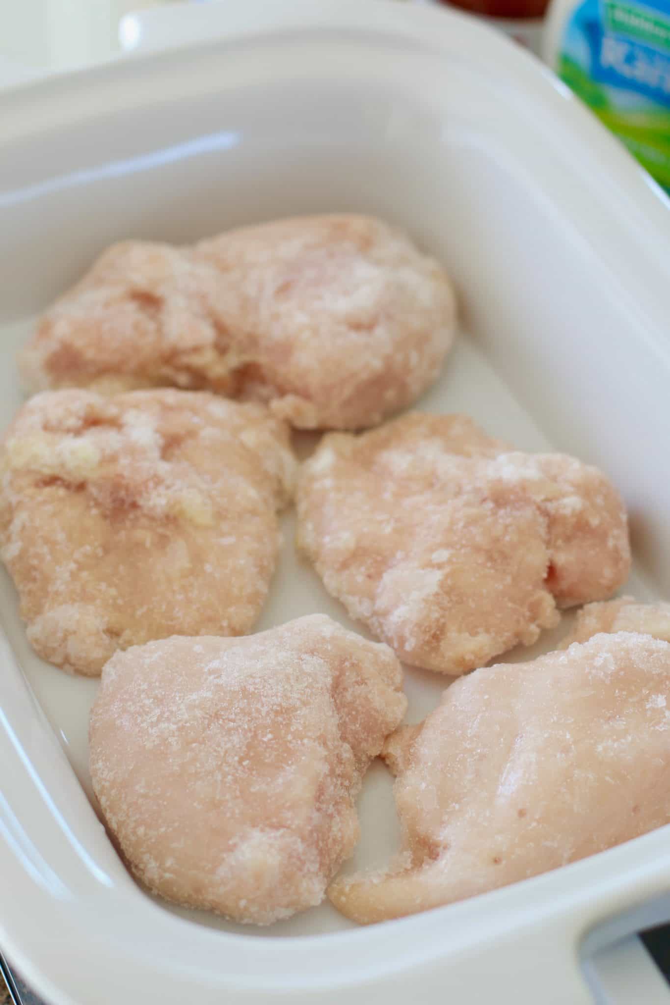 frozen chicken breasts in slow cooker.