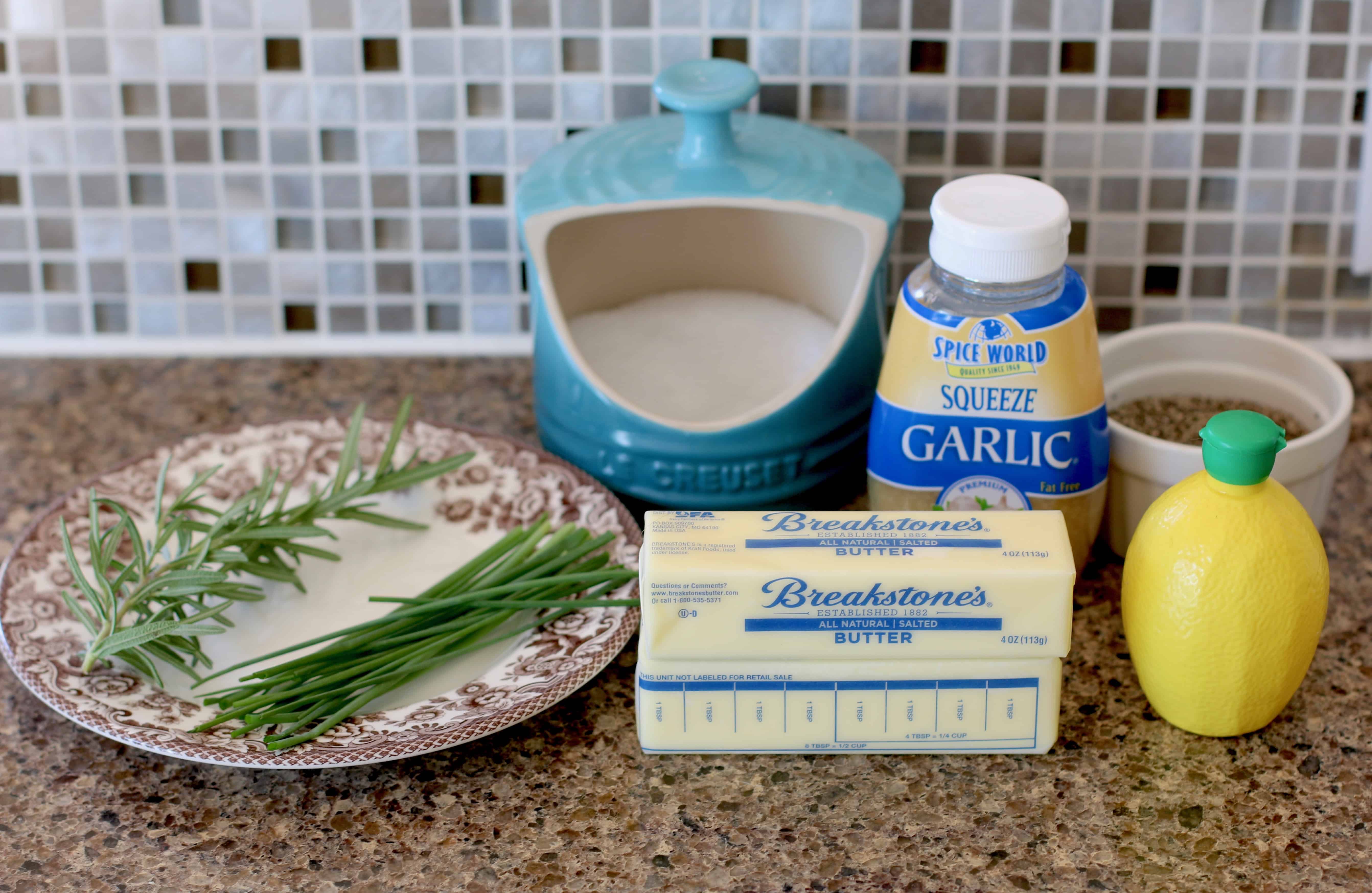 butter, fresh herbs, garlic and salt.