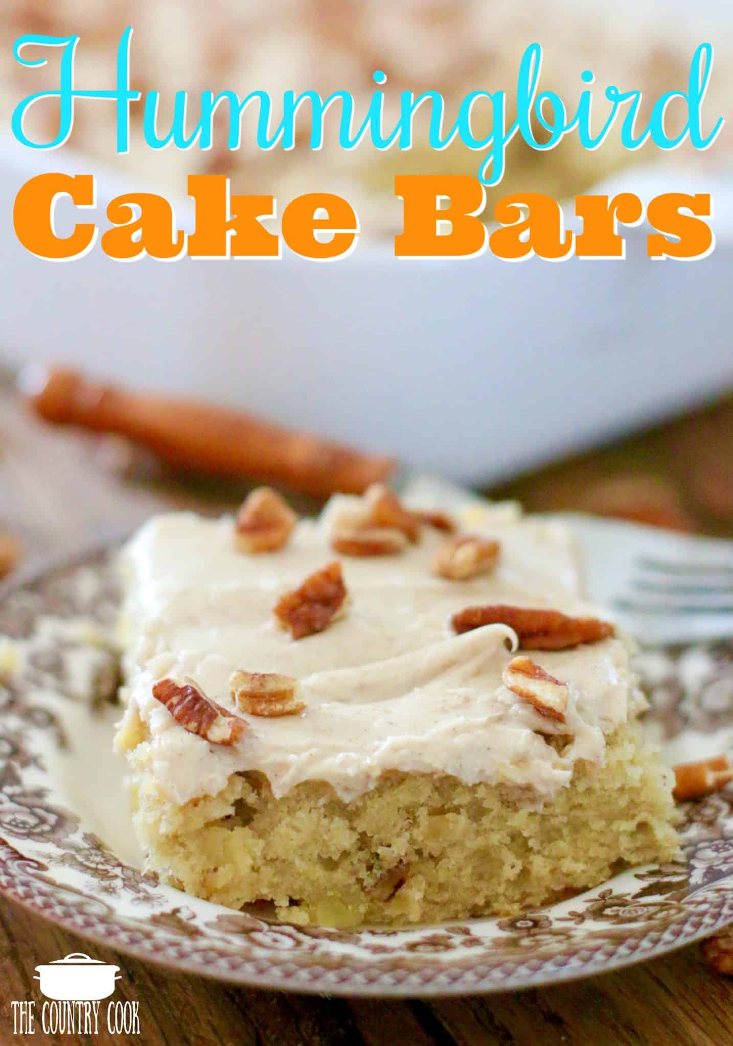 Hummingbird Cake Bars recipe at The Country Cook.