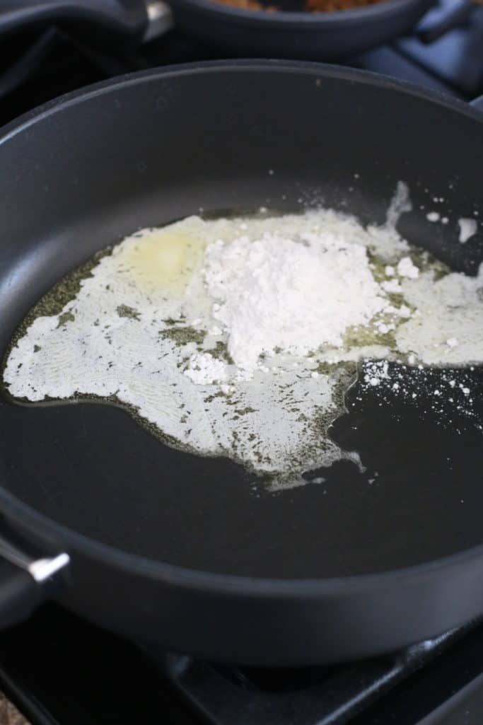 melted butter and flour in a skillet to make roux